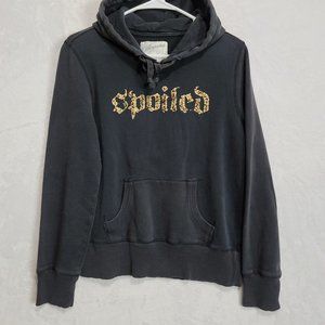 Aeropostale Women’s Black Hoodie Hooded Sweatshirt Size Medium Spoiled Gold